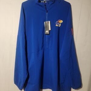 Adidas NCAA Kansas Jayhawks Game Mode 1/4 Zip Long Sleeve Jacket Size XL